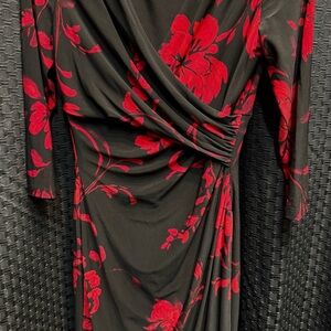 Lauren Ralph Lauren Black Dress with Red Floral Design